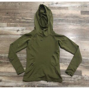 Nike Pro HyperWarm Women's Grey Training Hooded Green Hoodie XS